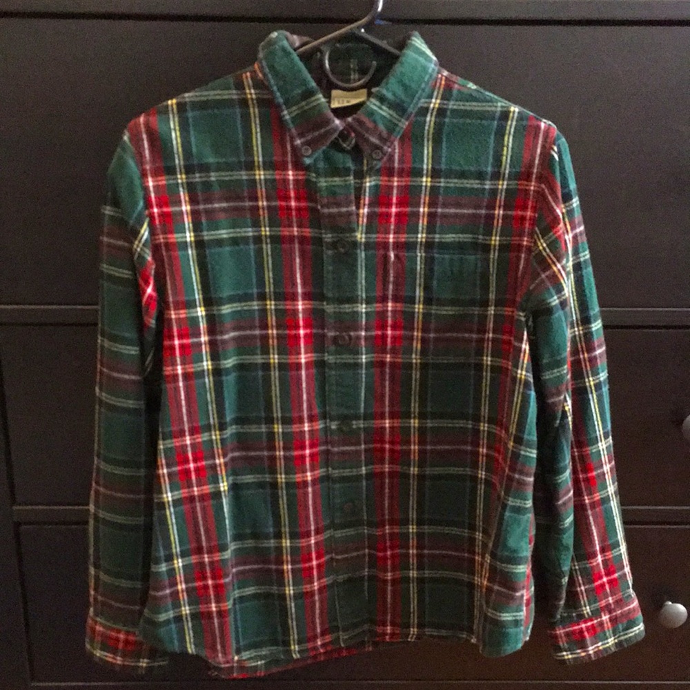 LL Bean Flannel collared button-down (W 8R, Scotch plaid tartan)